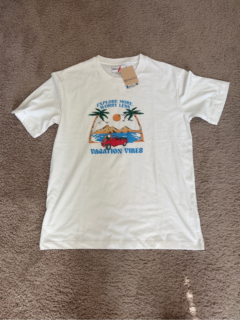 Bench White 'Explore More, Worry Less' Vacation Vibes Graphic Tee